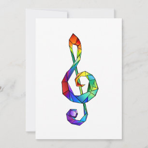 Rainbow musical key treble clef card