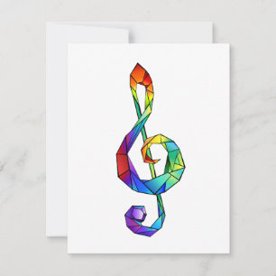 Rainbow musical key treble clef card