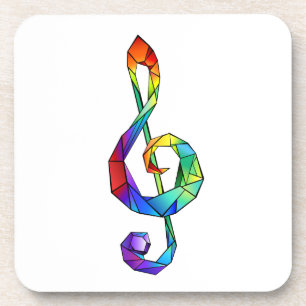 Rainbow musical key treble clef coaster