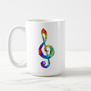 Rainbow musical key treble clef coffee mug