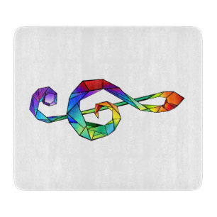 Rainbow musical key treble clef cutting board