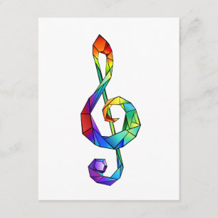 Rainbow musical key treble clef enclosure card