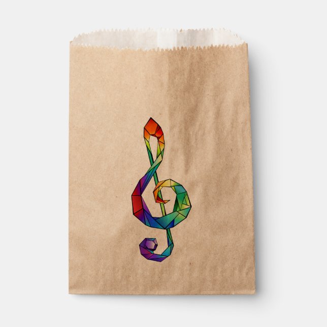 Rainbow musical key treble clef favour bag (Front)