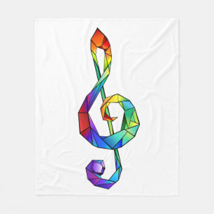 Rainbow musical key treble clef fleece blanket