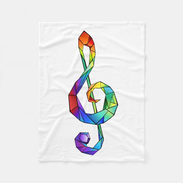 Rainbow musical key treble clef fleece blanket (Front)