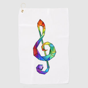 Rainbow musical key treble clef golf towel