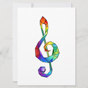 Rainbow musical key treble clef holiday card