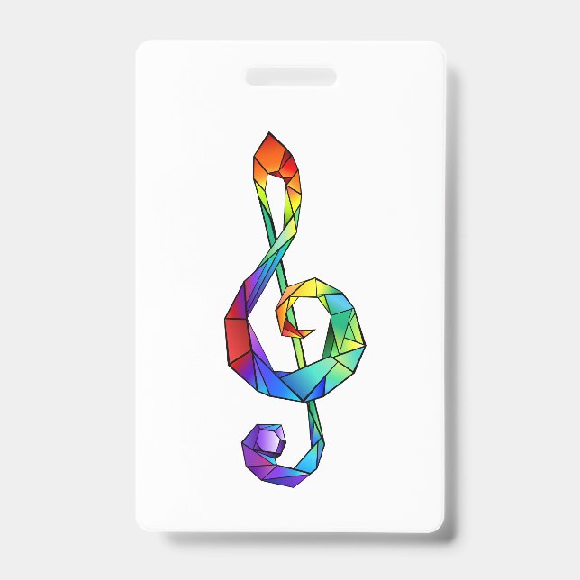 Rainbow Musical Key treble clef ID Badge (Front)