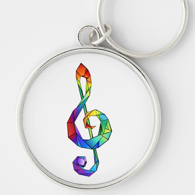 Rainbow musical key treble clef key ring (Front)
