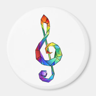 Rainbow musical key treble clef magnet