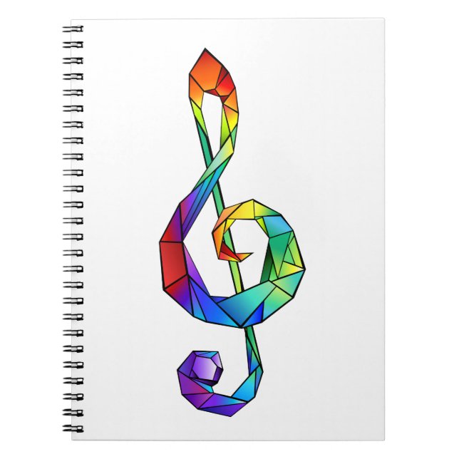 Rainbow Musical Key treble clef Notebook (Front)