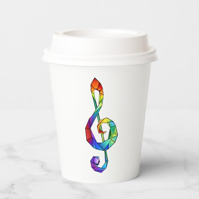 Rainbow Musical Key treble clef Paper Cups (Back)