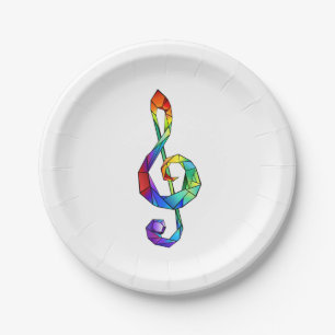 Rainbow Musical Key treble clef Paper Plate