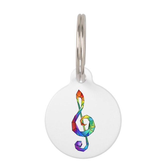 Rainbow musical key treble clef pet tag (Front)