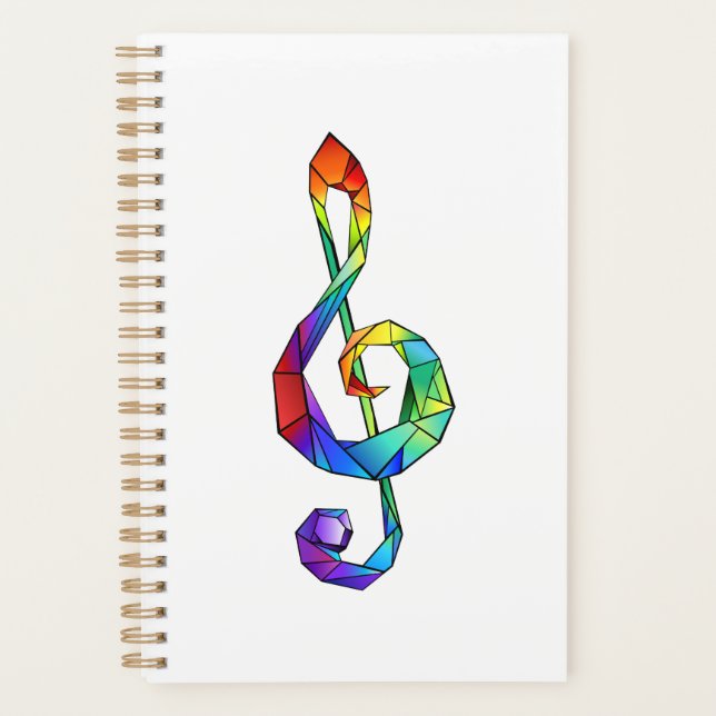 Rainbow musical key treble clef planner (Front)