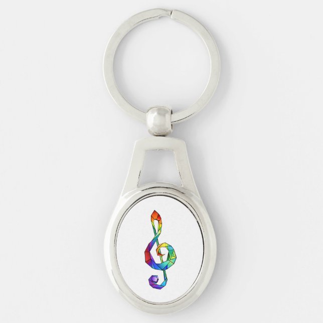 Rainbow musical key treble clef ring (Front)
