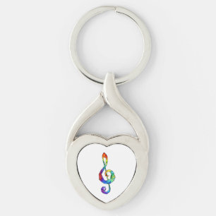 Rainbow musical key treble clef ring