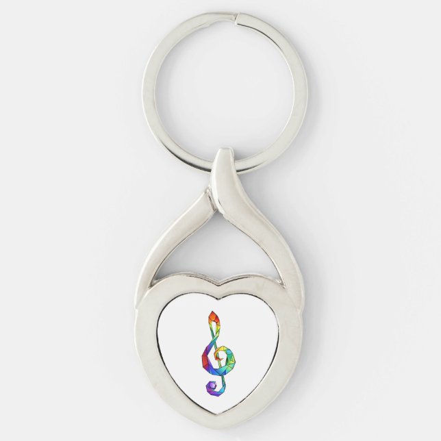 Rainbow musical key treble clef ring (Front)