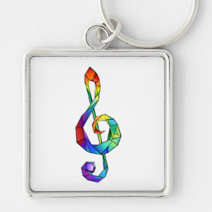 Rainbow musical key treble clef ring