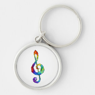 Rainbow musical key treble clef ring