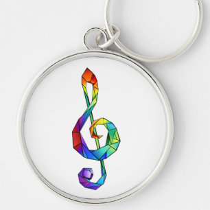 Rainbow musical key treble clef ring
