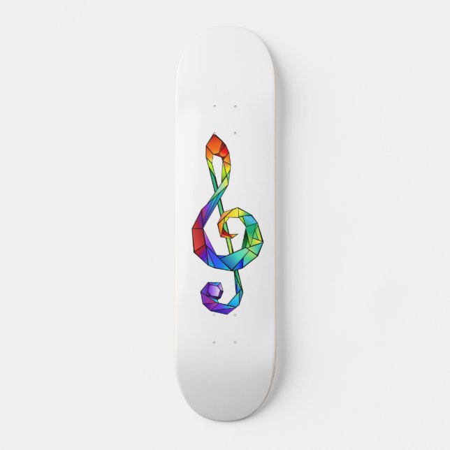 Rainbow musical key treble clef skateboard (Front)
