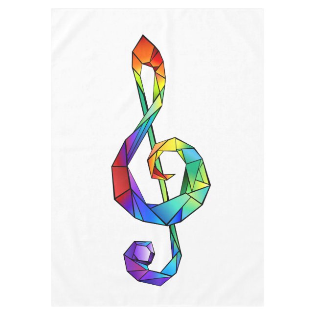 Rainbow musical key treble clef tablecloth (Front)