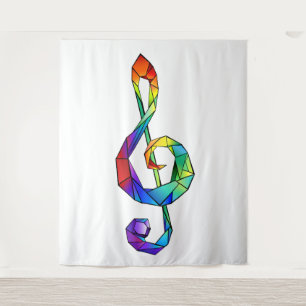 Rainbow musical key treble clef tapestry