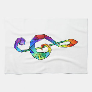 Rainbow musical key treble clef tea towel