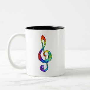 Rainbow Musical Key treble clef Two-Tone Coffee Mug
