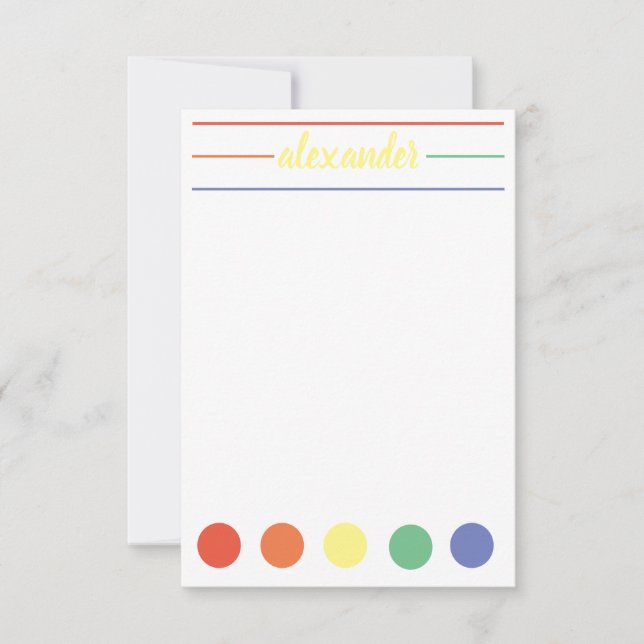 Rainbow name personalised stationary card (Front)