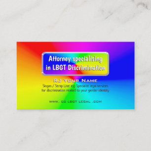 Rainbow Nameplate LGBT Attorney Law Services Business Card