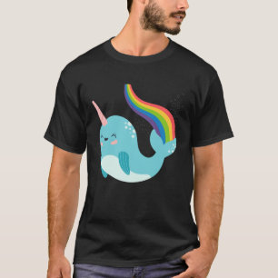 Rainbow Narwhal for Girls Cute Narwhale Graphic T-Shirt