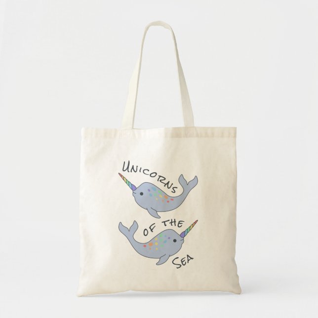 Rainbow Narwhal Sea Unicorns Tote Bag (Front)