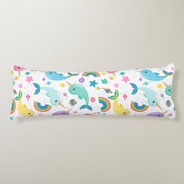 Rainbow Narwhal Under The Sea Girls Body Cushion (Front)