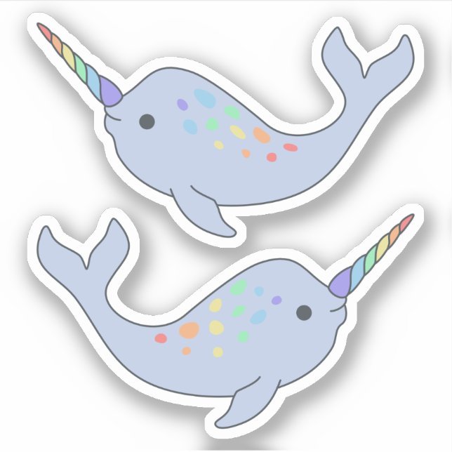 Rainbow Narwhal Vinyl Stickers (Front)