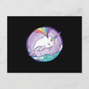 Rainbow Narwhale Postcard