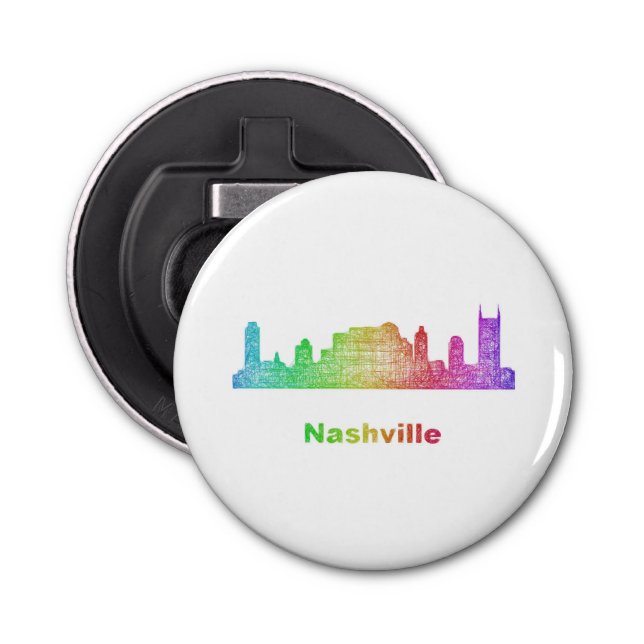 Rainbow Nashville skyline Bottle Opener (Front)