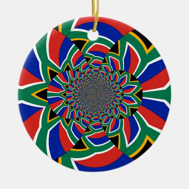 Rainbow Nation: Vibrant South Africa Art Print Ceramic Tree Decoration (Front)