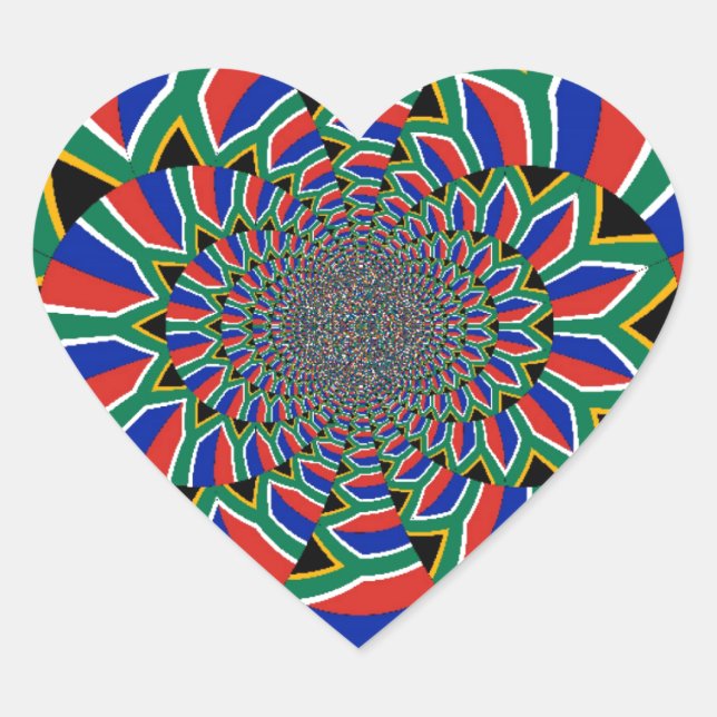 Rainbow Nation: Vibrant South Africa Art Print Heart Sticker (Front)
