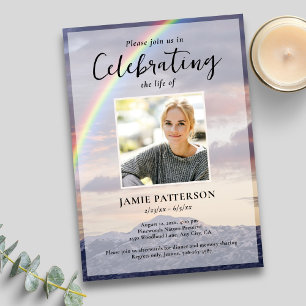 Rainbow, Nature Celebration of Life Photo Funeral Invitation
