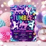 Rainbow Neon Glow Jump Gymnastics Birthday Party Invitation<br><div class="desc">Rainbow Neon Glow Jump Gymnastics Birthday Party Invitation</div>