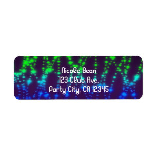 Rainbow Neon Glow Lights Sparkle Birthday Party Return Address Label