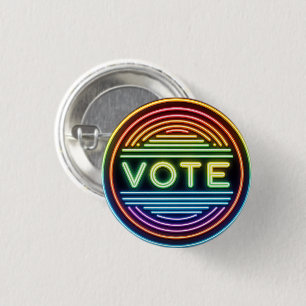 Rainbow Neon Vote Sign 3 Cm Round Badge