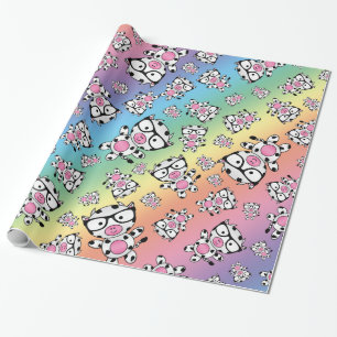Rainbow nerd cow pattern wrapping paper