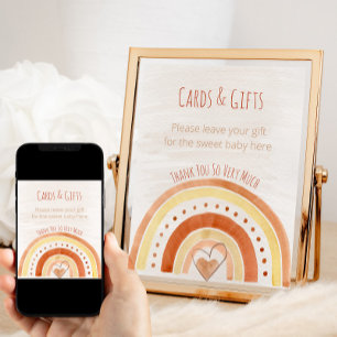 Rainbow Neutral Baby Shower Gift Table Sign