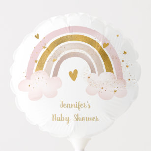 Rainbow Neutral Gold Pastel Baby Shower Balloon