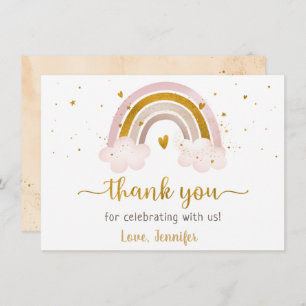 Rainbow Neutral Gold Pastel Baby Shower Thank You
