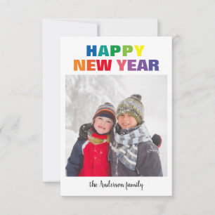 Rainbow New Year Photo - 3x5 Christmas Card