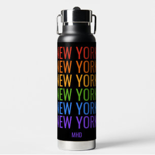 Rainbow NEW YORK custom monogram Water Bottle